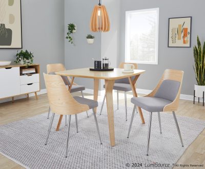 Anabelle Contemporary Chrome and Grey Fabric Accent Chairs (Set of 2)