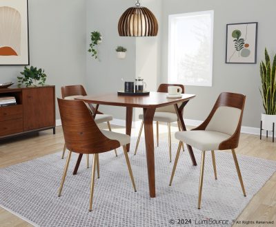Anabelle Contemporary Cream Accent Chairs Gold Metal Legs (Set of 2)