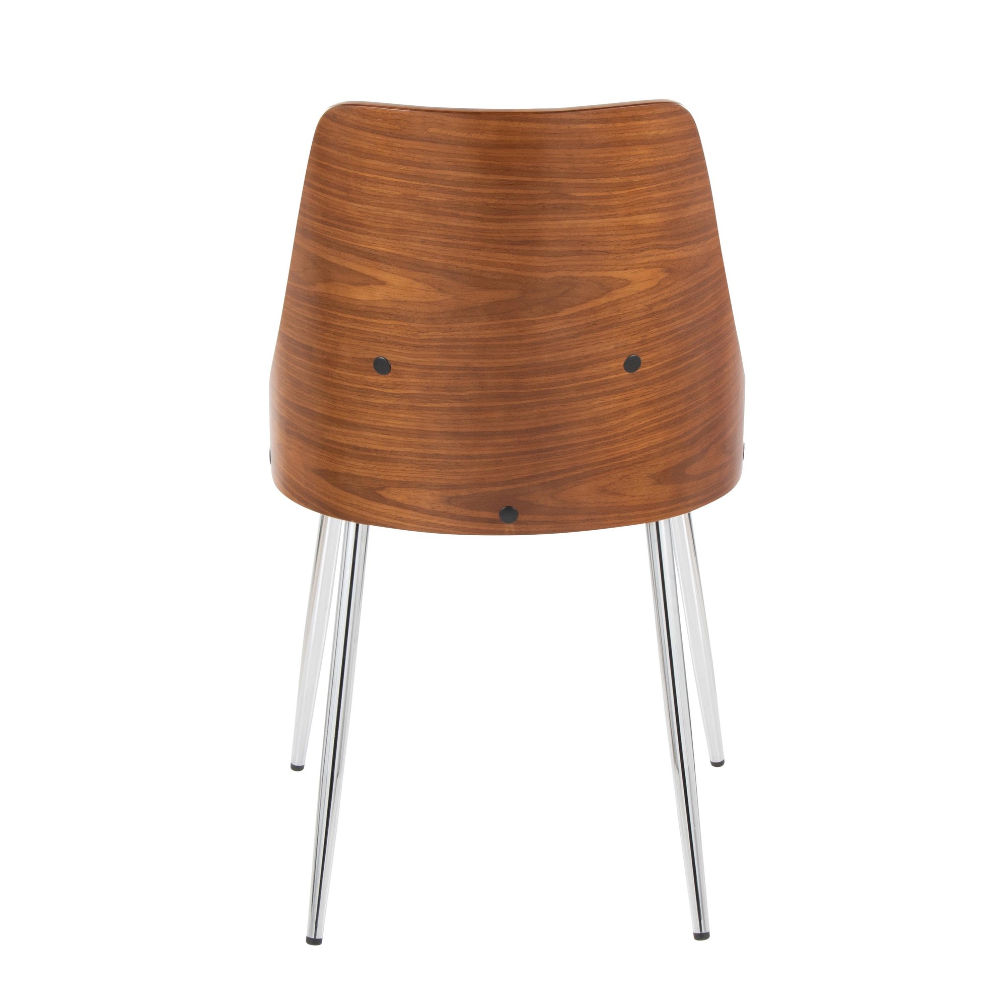 Anabelle Contemporary Dining Chairs Chrome Walnut Brown (Set of 2) 6 Anabelle Contemporary Dining Chairs Chrome Walnut Brown (Set of 2) - Image 6