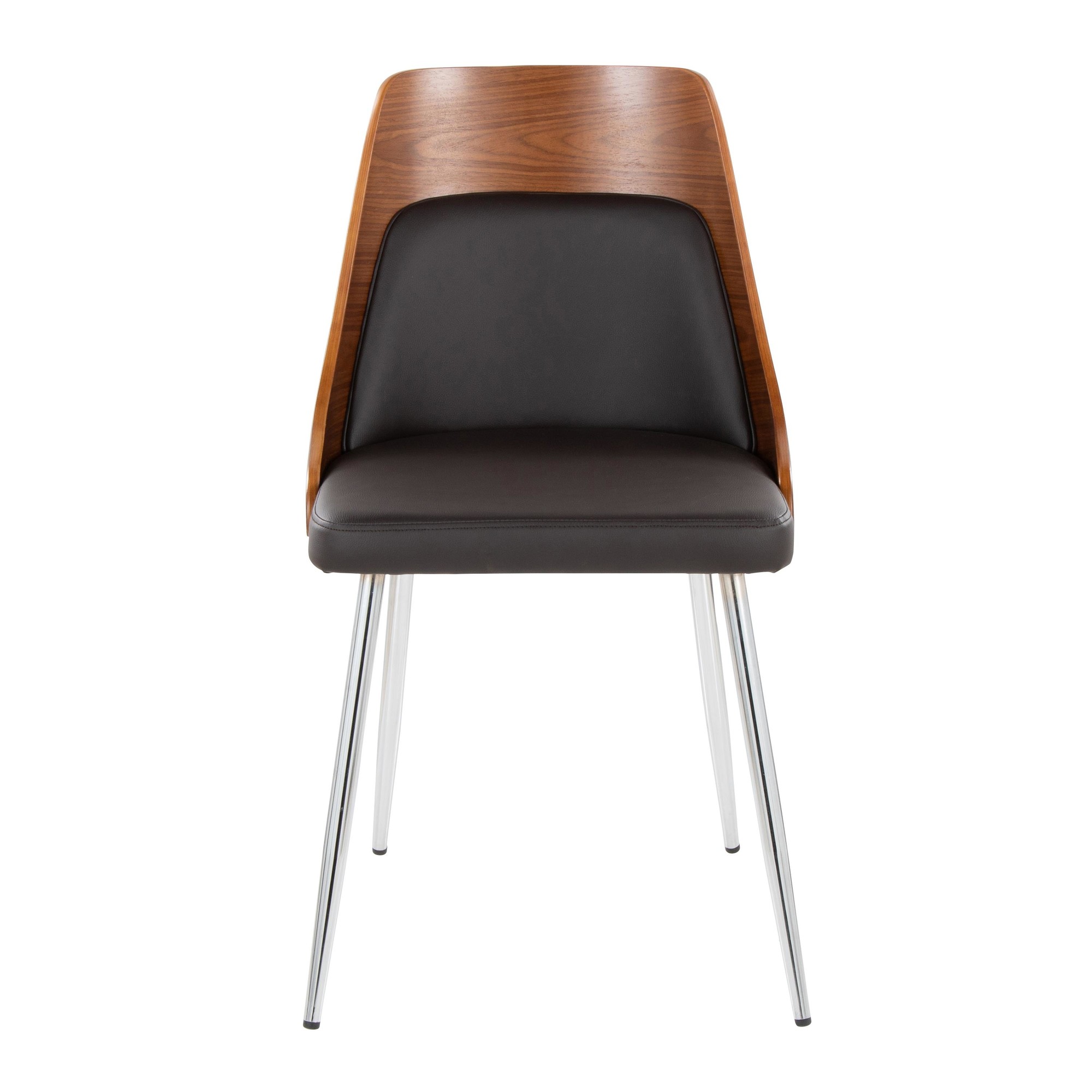 Anabelle Contemporary Dining Chairs Chrome Walnut Brown (Set of 2) 7 Anabelle Contemporary Dining Chairs Chrome Walnut Brown (Set of 2) - Image 7