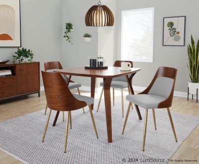 Anabelle Contemporary Gold, Walnut, and Grey Dining Chairs (Set of 2)