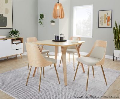 Anabelle Cream Contemporary Accent Chairs Gold Metal Legs (Set of 2)