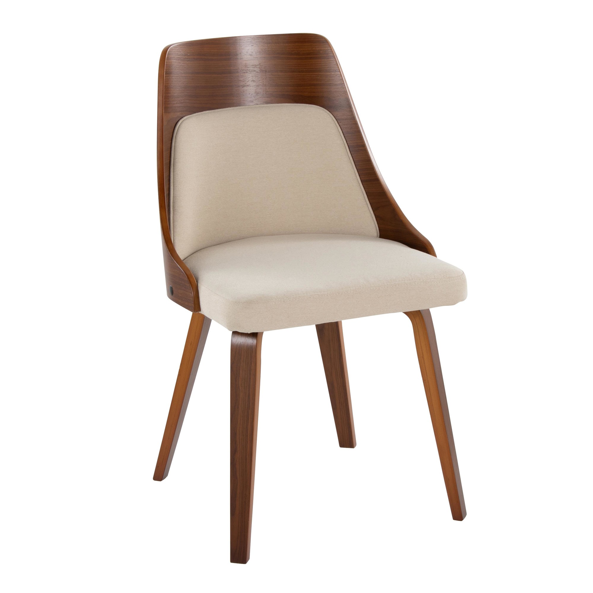 Anabelle Cream Fabric Walnut Wood Mid-Century Modern Accent Chairs (Set of 2) 3 Anabelle Cream Fabric Walnut Wood Mid-Century Modern Accent Chairs (Set of 2) - Image 3