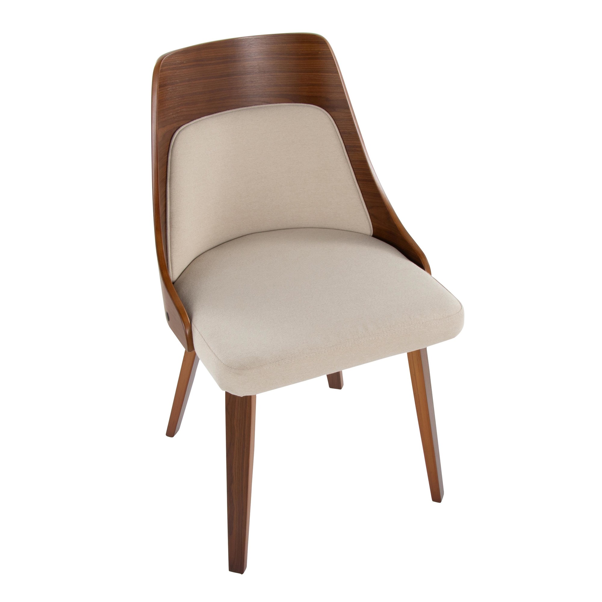 Anabelle Cream Fabric Walnut Wood Mid-Century Modern Accent Chairs (Set of 2) 8 Anabelle Cream Fabric Walnut Wood Mid-Century Modern Accent Chairs (Set of 2) - Image 8
