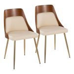 Anabelle Cream Faux Leather Contemporary Dining Chairs (Set of 2)