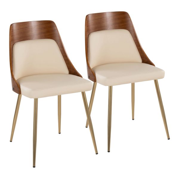 Anabelle Cream Faux Leather Contemporary Dining Chairs Set of 2 1