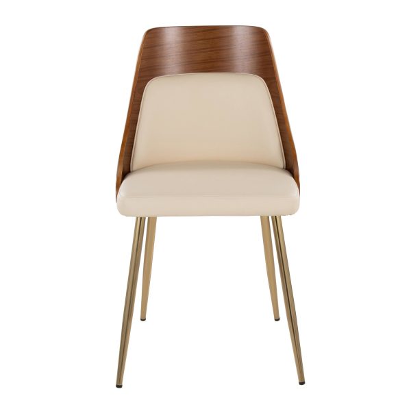 Anabelle Cream Faux Leather Contemporary Dining Chairs Set of 2 6