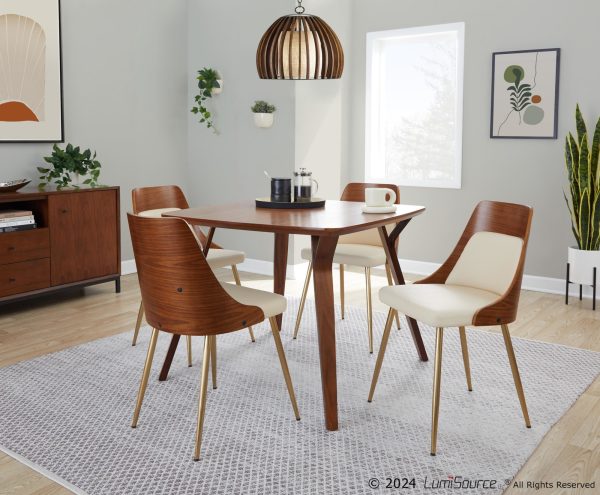 Anabelle Cream Faux Leather Contemporary Dining Chairs Set of 2