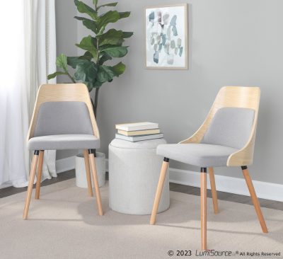 Anabelle Mid-Century Modern Grey Fabric Dining Chairs