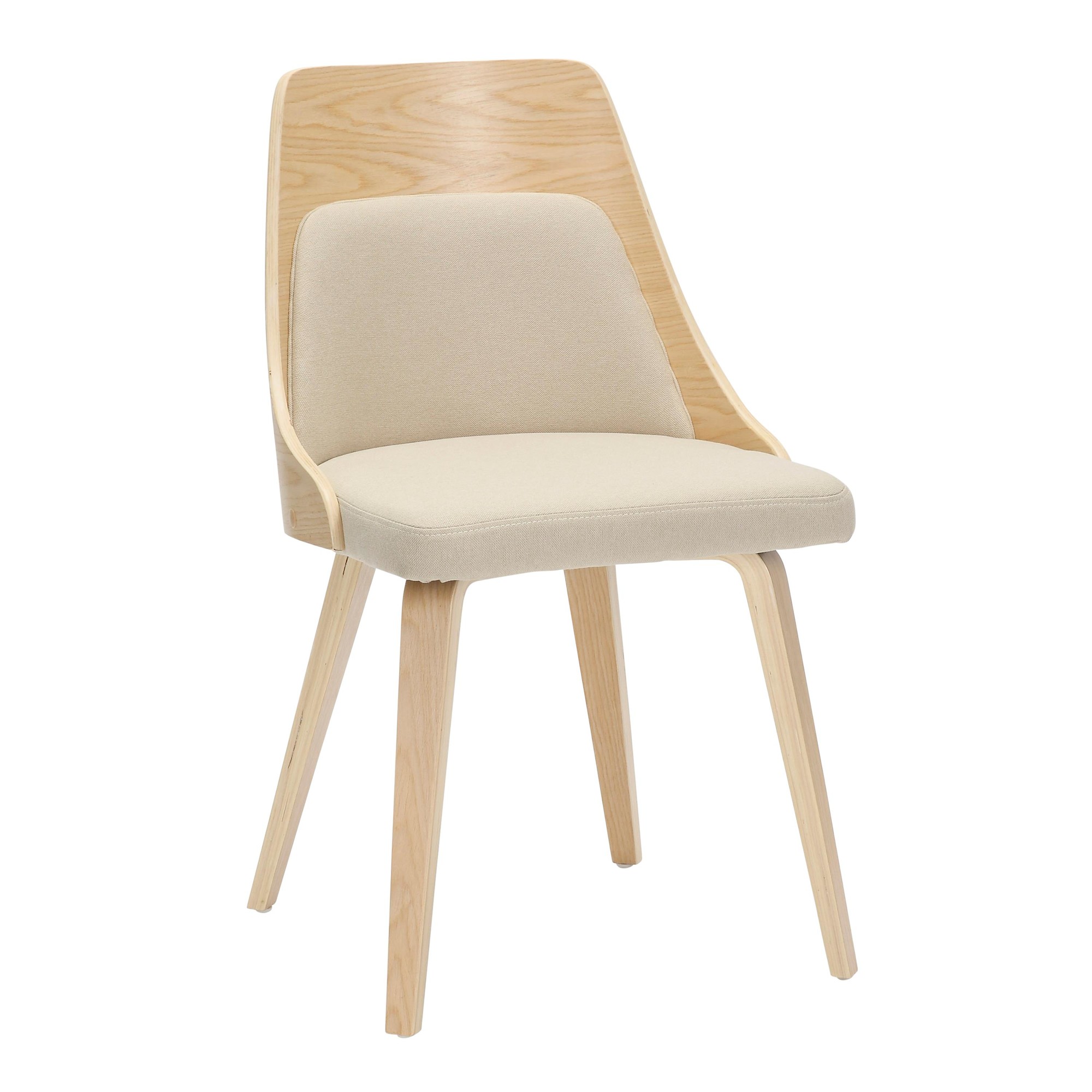 Anabelle Mid-Century Modern Natural Wood Cream Accent Chairs (Set of 2) 6 Anabelle Mid-Century Modern Natural Wood Cream Accent Chairs (Set of 2) - Image 6