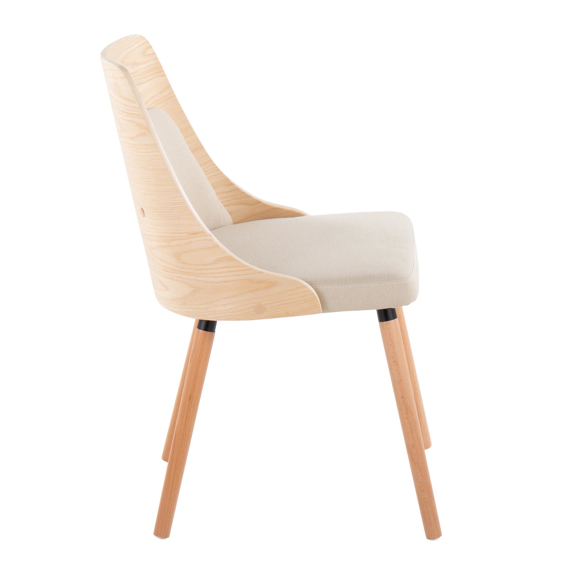 Anabelle Mid-Century Modern Natural Wood Cream Dining Chairs 6 Anabelle Mid-Century Modern Natural Wood Cream Dining Chairs - Image 6