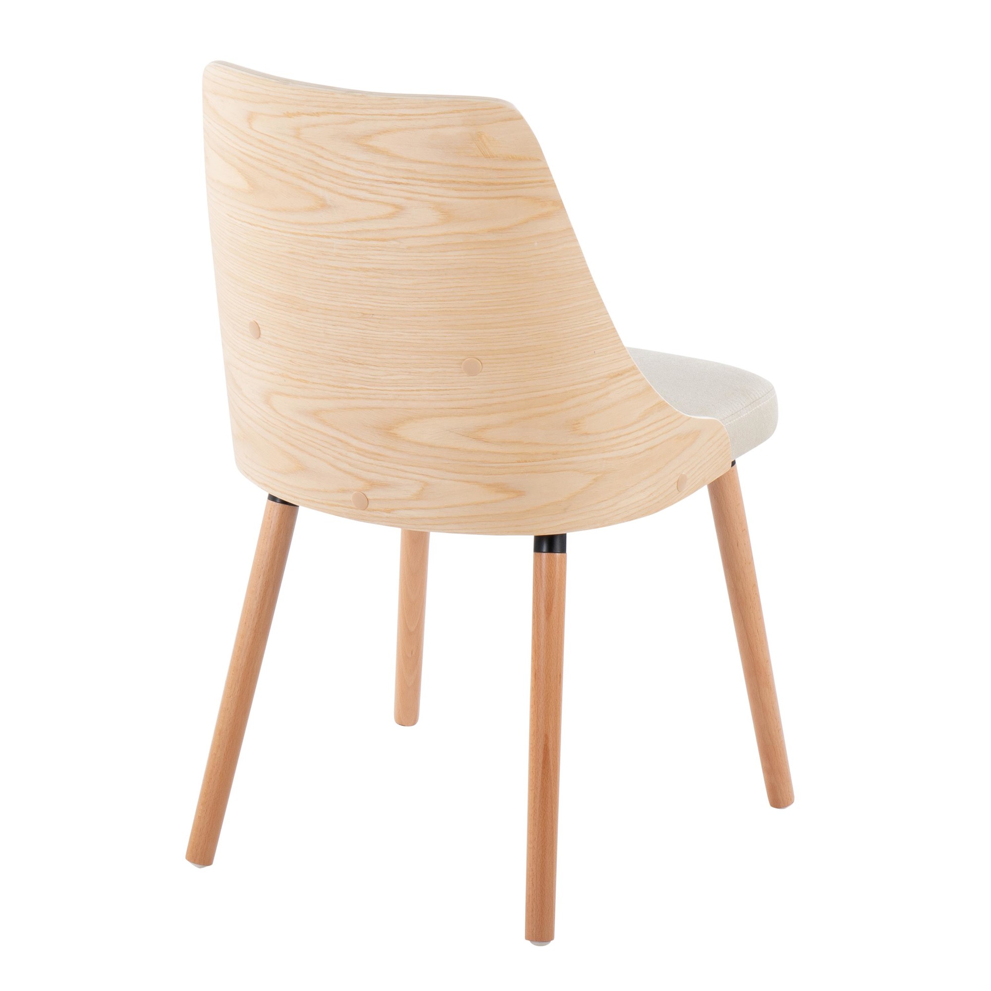 Anabelle Mid-Century Modern Natural Wood Cream Dining Chairs 7 Anabelle Mid-Century Modern Natural Wood Cream Dining Chairs - Image 7
