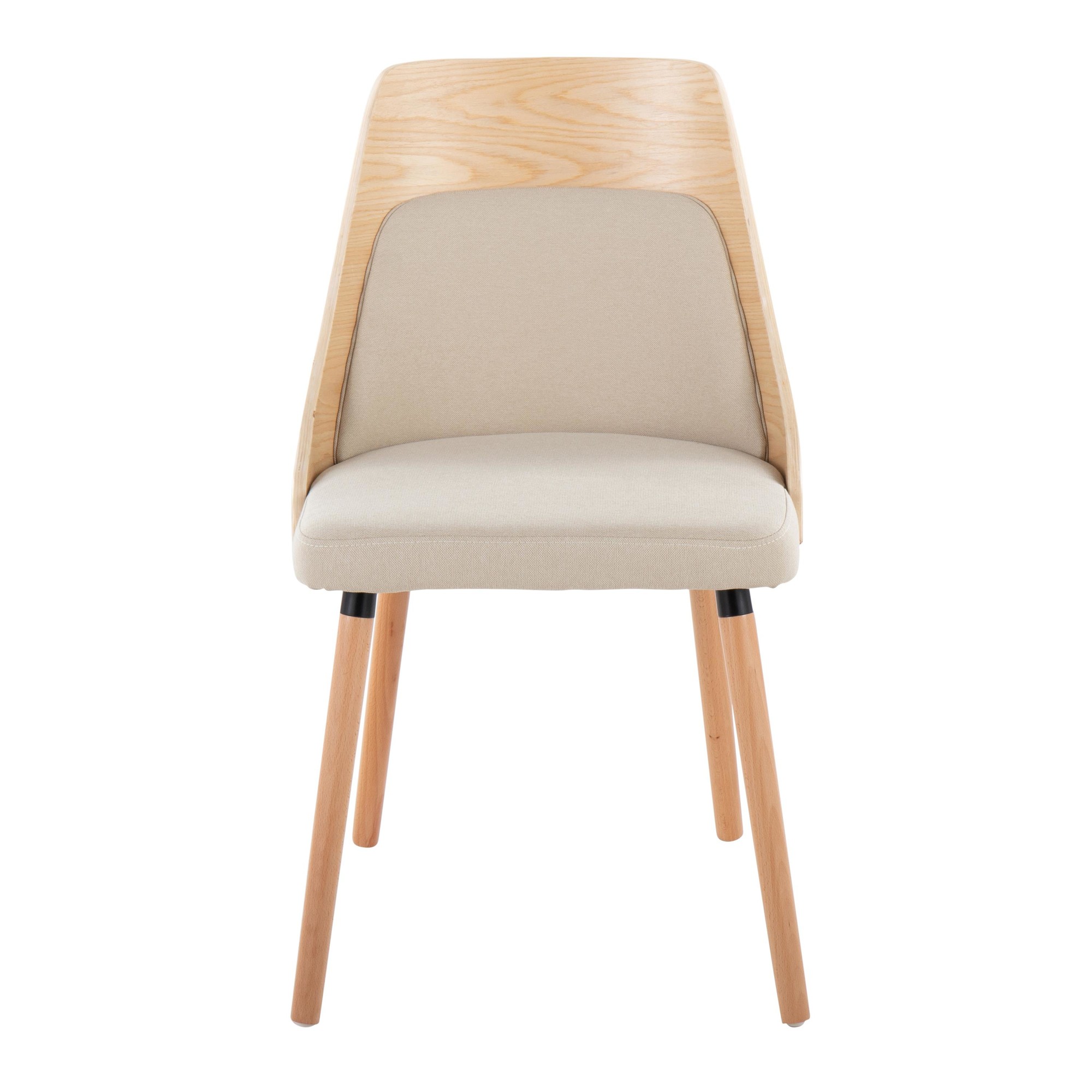 Anabelle Mid-Century Modern Natural Wood Cream Dining Chairs 9 Anabelle Mid-Century Modern Natural Wood Cream Dining Chairs - Image 9
