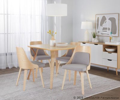 Anabelle Mid-Century Modern Natural Wood Grey Accent Chair (Set of 2)