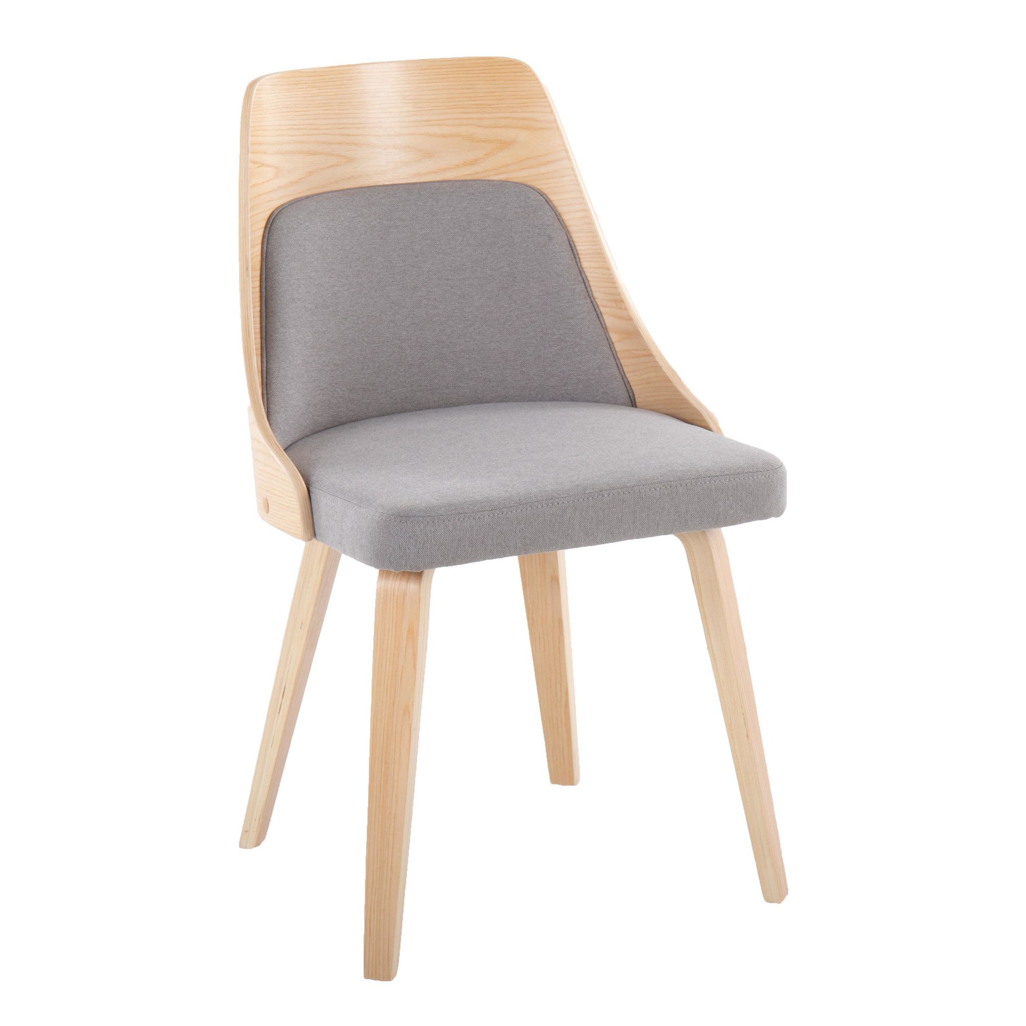 Anabelle Mid-Century Modern Natural Wood Grey Accent Chair (Set of 2) 6 Anabelle Mid-Century Modern Natural Wood Grey Accent Chair (Set of 2) - Image 6