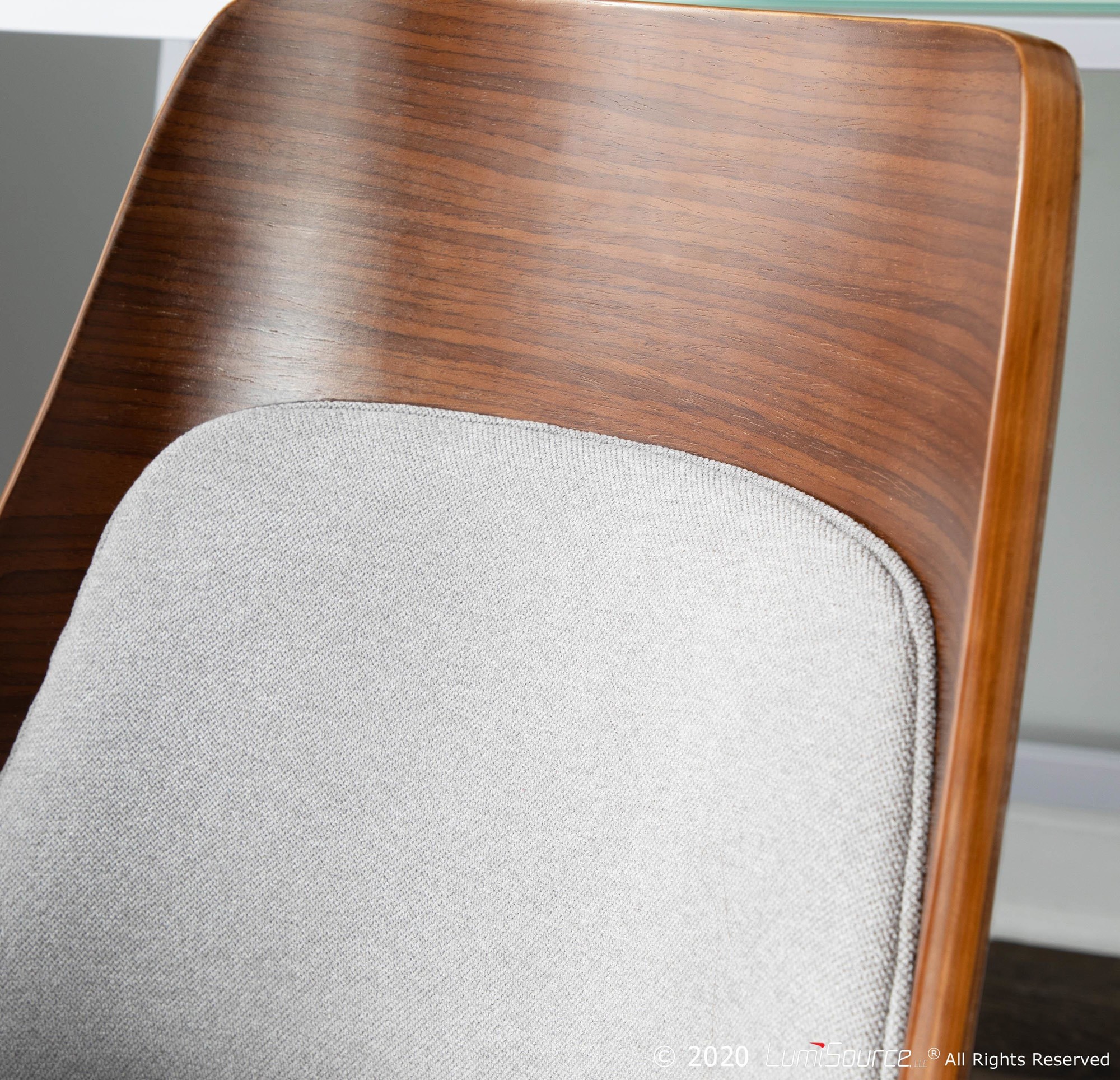 Anabelle Mid-Century Modern Walnut Wood and Grey Chairs 2 Anabelle Mid-Century Modern Walnut Wood and Grey Chairs - Image 2