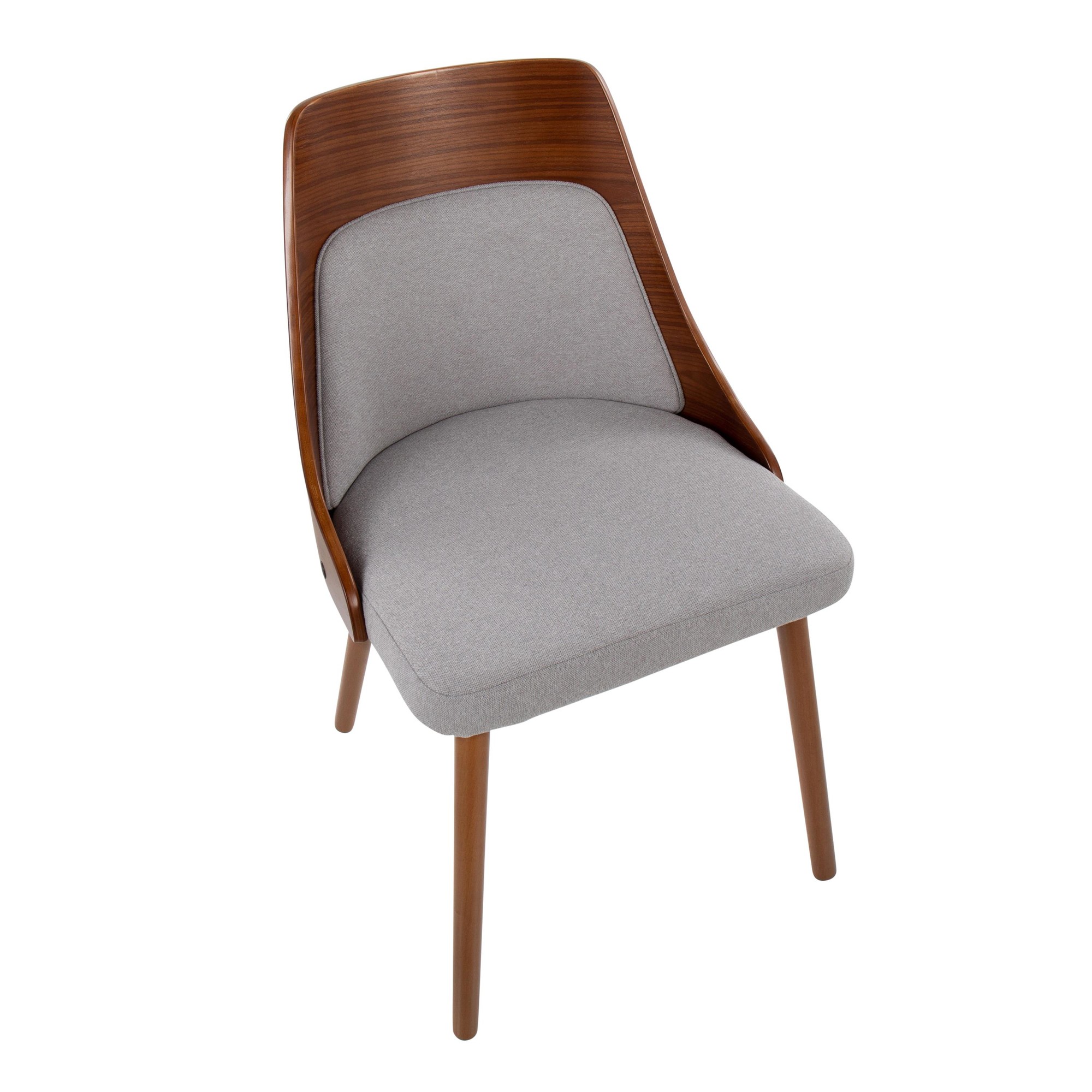 Anabelle Mid-Century Modern Walnut Wood and Grey Chairs 12 Anabelle Mid-Century Modern Walnut Wood and Grey Chairs - Image 12