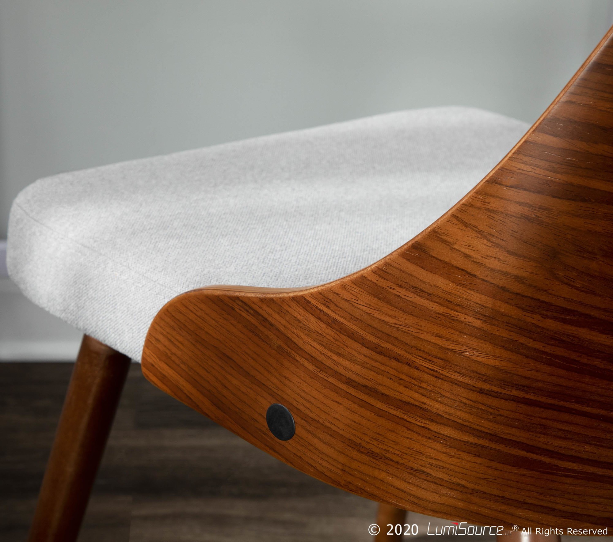 Anabelle Mid-Century Modern Walnut Wood and Grey Chairs 3 Anabelle Mid-Century Modern Walnut Wood and Grey Chairs - Image 3