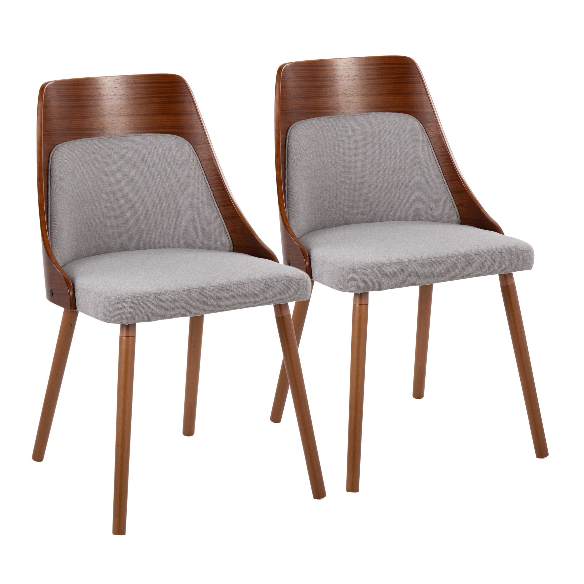 Anabelle Mid-Century Modern Walnut Wood and Grey Chairs 6 Anabelle Mid-Century Modern Walnut Wood and Grey Chairs - Image 6