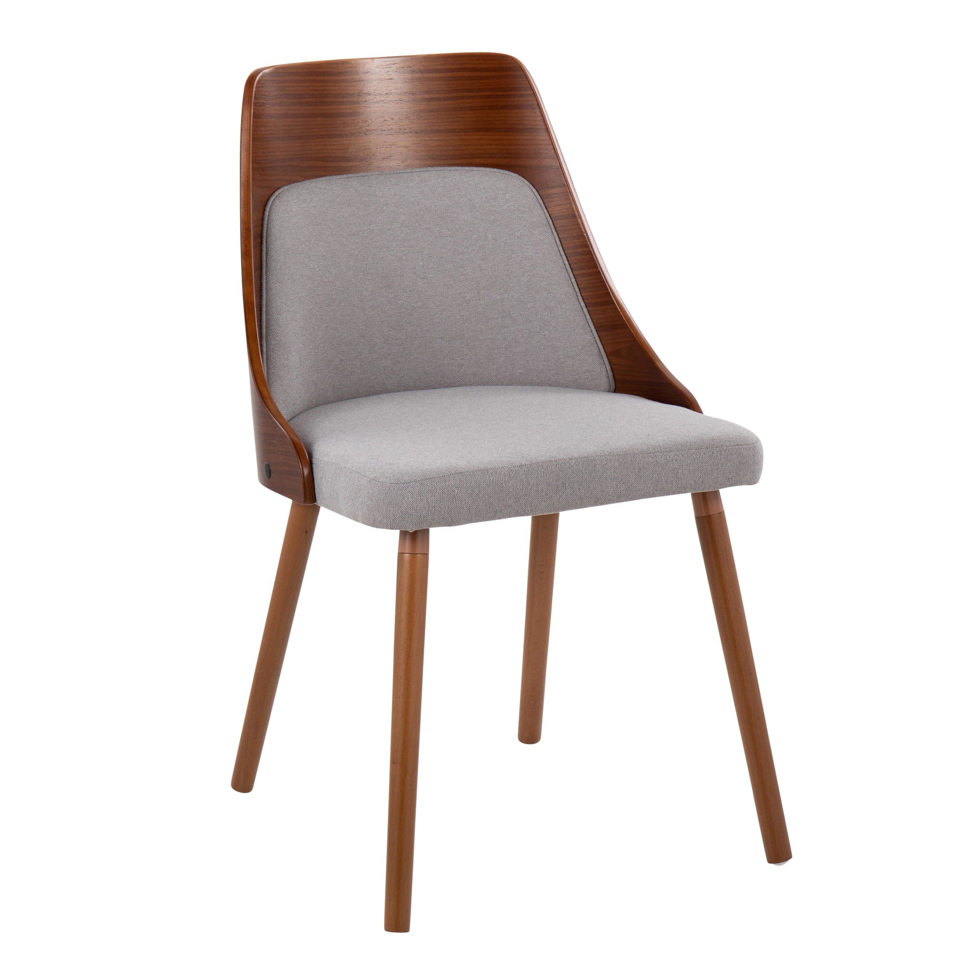 Anabelle Mid-Century Modern Walnut Wood and Grey Chairs 7 Anabelle Mid-Century Modern Walnut Wood and Grey Chairs - Image 7