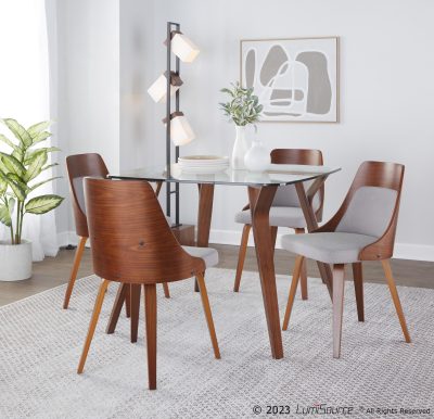 Anabelle Mid-Century Walnut and Grey Accent Chairs (Set of 2)