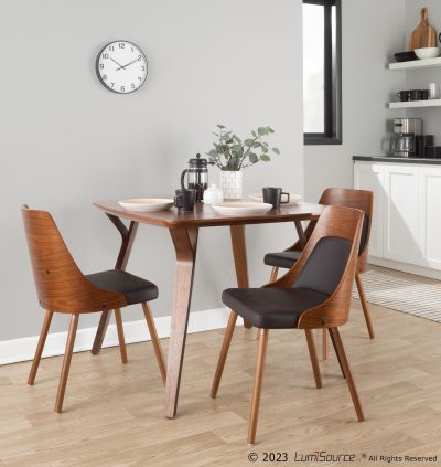 Anabelle Walnut Brown Faux Leather Mid-Century Modern Chairs