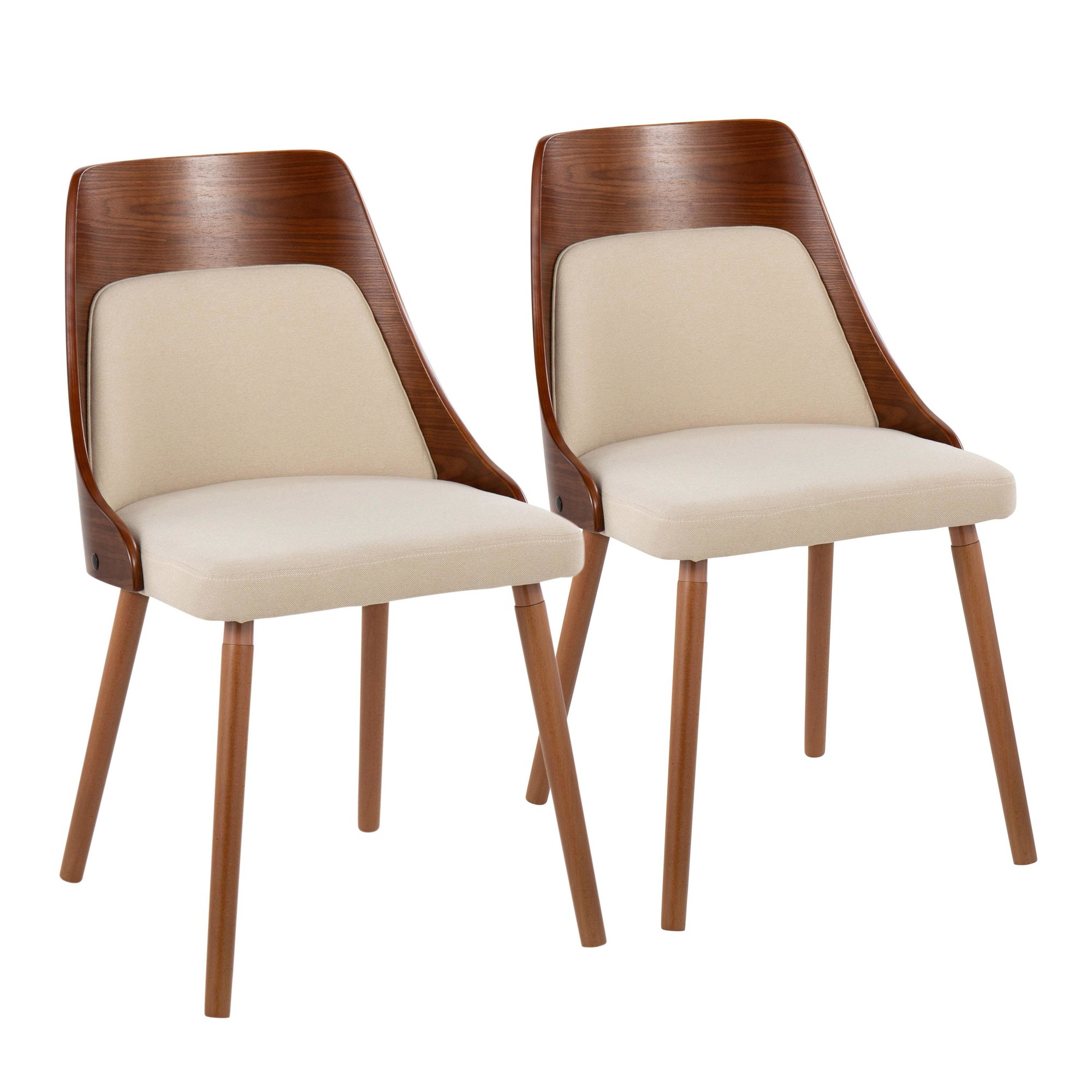 Anabelle Walnut Wood Cream Fabric Mid-Century Modern Chairs 1 Anabelle Walnut Wood Cream Fabric Mid-Century Modern Chairs
