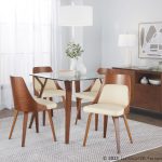 Anabelle Walnut and Cream Mid-Century Modern Accent Chairs (Set of 2)