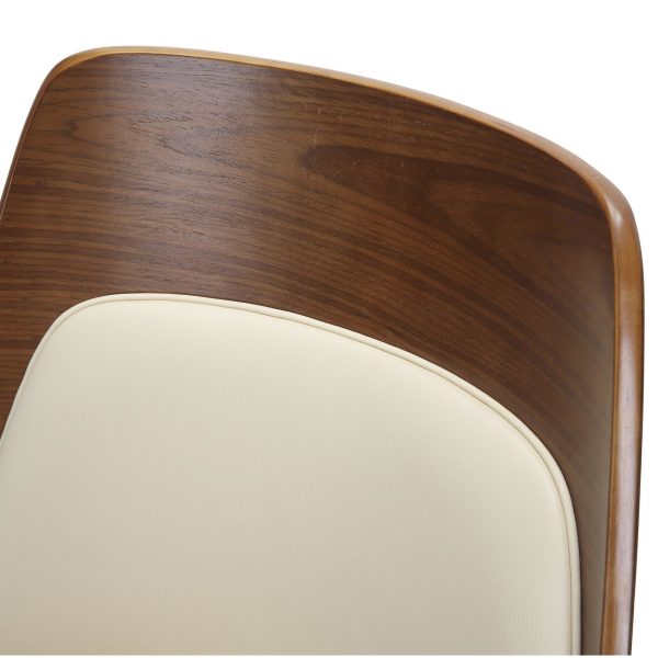Anabelle Walnut and Cream Mid Century Modern Accent Chairs Set of 2 11