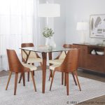 Anabelle Walnut and Cream Mid-Century Modern Accent Chairs (Set of 2)