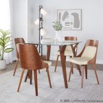 Anabelle Walnut and Cream Mid-Century Modern Accent Chairs (Set of 2)