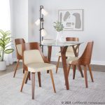 Anabelle Walnut and Cream Mid-Century Modern Accent Chairs (Set of 2)