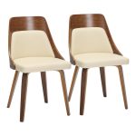 Anabelle Walnut and Cream Mid-Century Modern Accent Chairs (Set of 2)