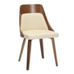 Anabelle Walnut and Cream Mid-Century Modern Accent Chairs (Set of 2)
