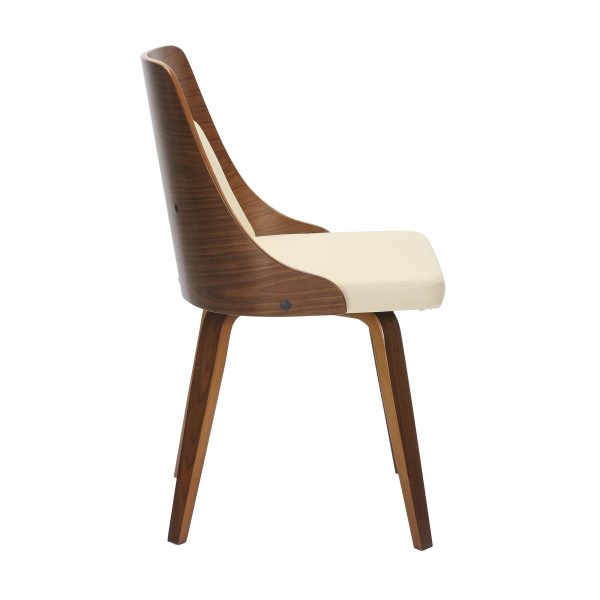 Anabelle Walnut and Cream Mid Century Modern Accent Chairs Set of 2 6