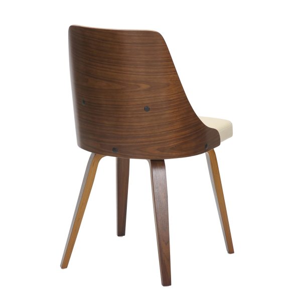 Anabelle Walnut and Cream Mid Century Modern Accent Chairs Set of 2 7