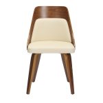 Anabelle Walnut and Cream Mid-Century Modern Accent Chairs (Set of 2)