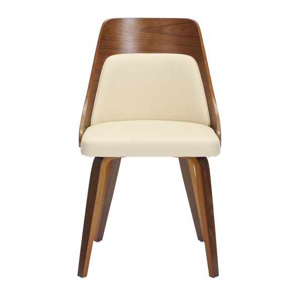 Anabelle Walnut and Cream Mid Century Modern Accent Chairs Set of 2 9
