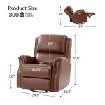 Andreas Brown Leather Electric Rocking Swivel Recliner with Heat and USB 10 Andreas Brown Leather Electric Rocking Swivel Recliner with Heat and USB