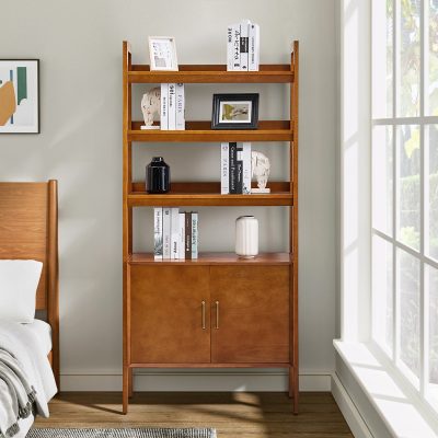 Andres Acorn Solid Wood Mid-Century Modern Ladder Bookcase