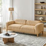 Andres Camel Chenille Low Backrest Rounded Silhouette Modern Sofa 7 Andres Camel Chenille Low Backrest Rounded Silhouette Modern Sofa