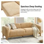 Andres Camel Chenille Low Backrest Rounded Silhouette Modern Sofa 8 Andres Camel Chenille Low Backrest Rounded Silhouette Modern Sofa