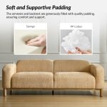 Andres Camel Chenille Low Backrest Rounded Silhouette Modern Sofa 9 Andres Camel Chenille Low Backrest Rounded Silhouette Modern Sofa