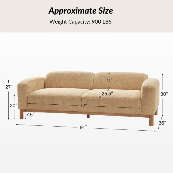 Andres Camel Chenille Low Backrest Rounded Silhouette Modern Sofa 4