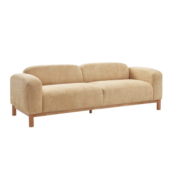 Andres Camel Chenille Low Backrest Rounded Silhouette Modern Sofa