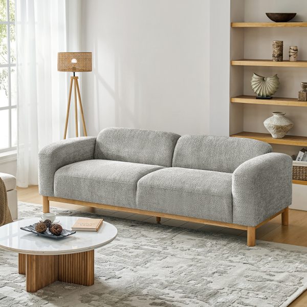 Andres Grey Chenille Low Backrest Modern Sofa with Deep Seating 1