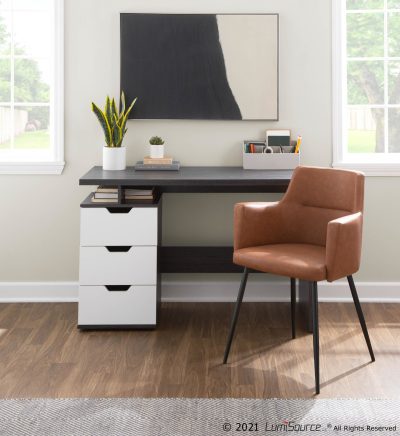 Andrew Contemporary Black Steel and Camel Chairs (Set of 2)