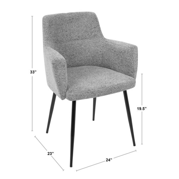 Andrew Contemporary BlackGrey Fabric Dining Chairs Set of 2 12