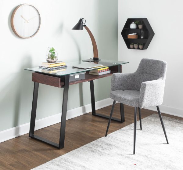 Andrew Contemporary BlackGrey Fabric Dining Chairs Set of 2 2