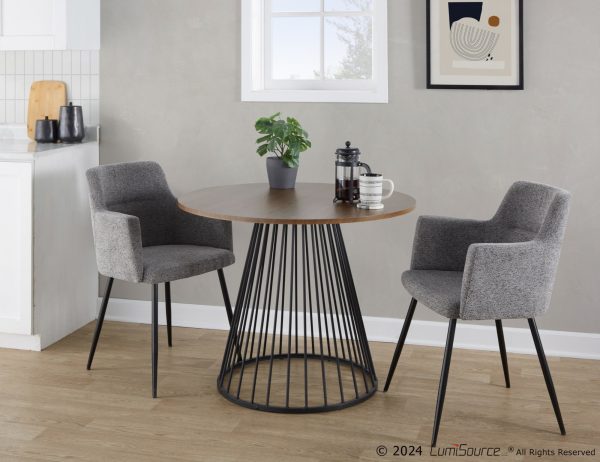 Andrew Contemporary BlackGrey Fabric Dining Chairs Set of 2 3